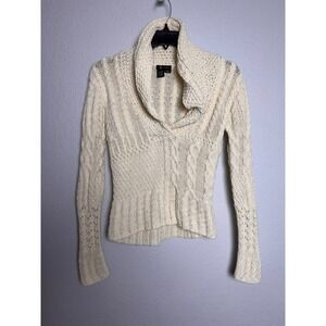 Sisters Sweater Women's L Beige Cable Knit Cottagecore Rory Gilmore Bella‎ Swan